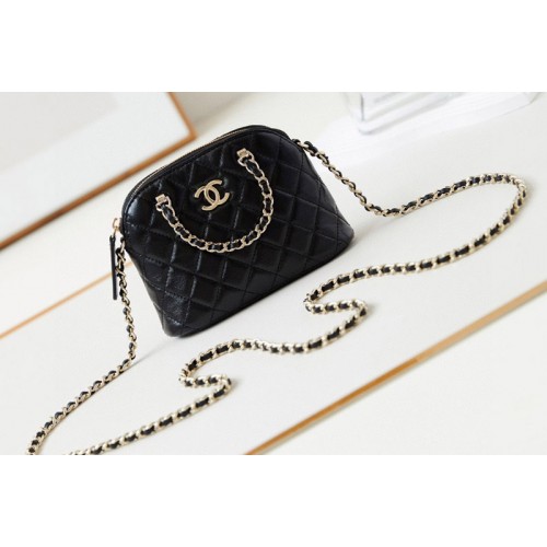 Chanel AP3354 Clutch With Chain in Black Shiny Lambskin