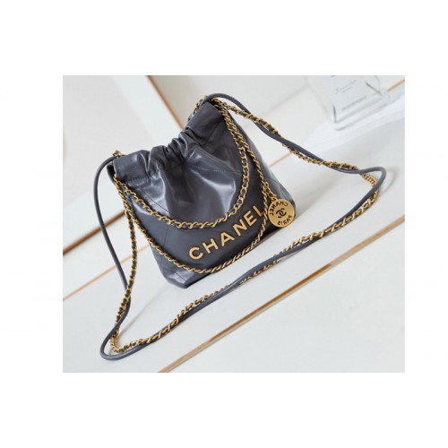 Chanel 22 Mini Handbag AS3980 in Dark Gray Leather Chanel 22 Mini Handbag AS3980 in Dark Gray Leather