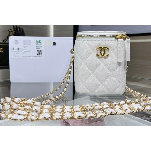 Chanel AS3583 Small Vanity With Chain in White Leather