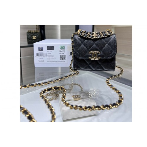 Chanel AP3020 Clutch With Chain in Black Leather