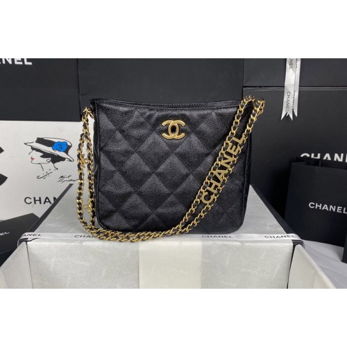 Chanel Bucket Bag in Black Leather