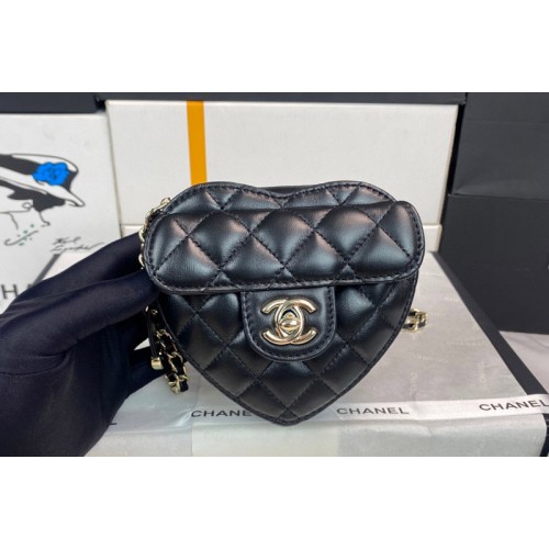 Chanel Small Heart Bag in Black Leather Chanel Small Heart Bag in Black Leather