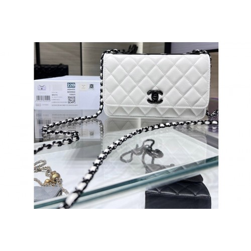 Chanel A84456 Wallet on Chain in White Leather