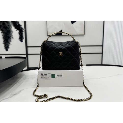 Chanel A96090 Mini Hobo Bag in Black Leather