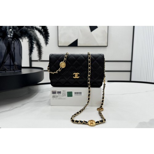 Chanel A96091 Clutch With Chain in Black Leather