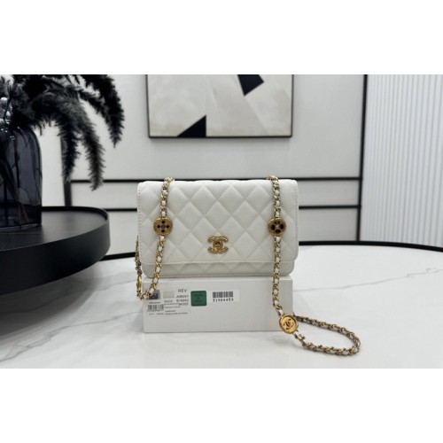 Chanel A96091 Clutch With Chain in White Leather