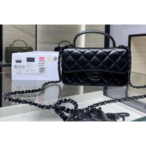 Chanel AP3226 Clutch With Chain in Black Leather