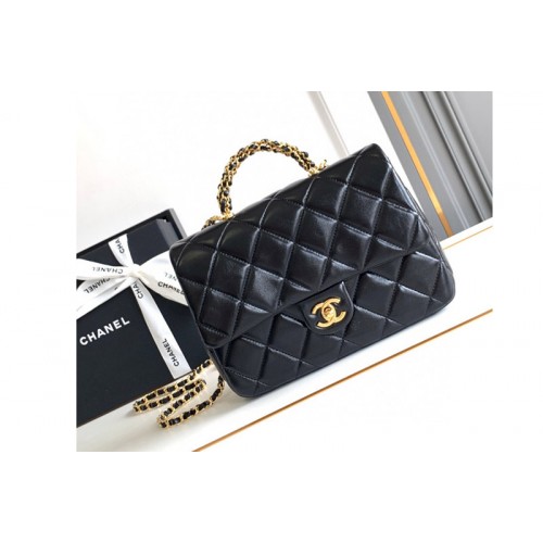 Chanel Small Flap Bag with Top Handle in Black Leather Chanel Small Flap Bag with Top Handle in Black Leather