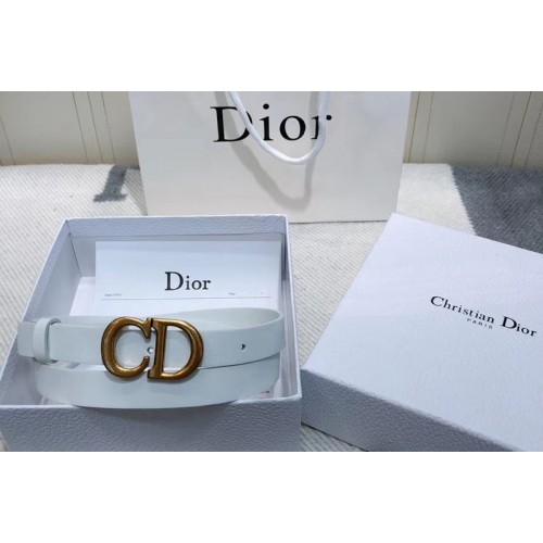 Dior Saddle calfskin 20mm belt in White Calfskin Leather