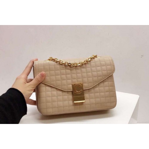 Celine Quilted Calfskin Medium C Bag Beige