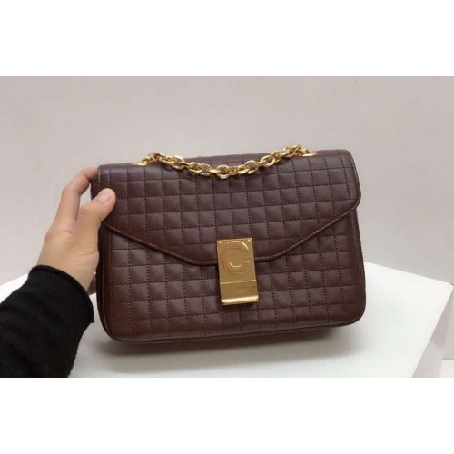 Celine Quilted Calfskin Medium C Bag Coffee