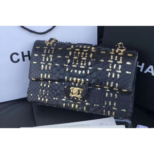 Chanel Original Python Leather Shoulder Bags CF1112 Black