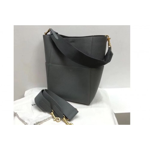 Celine Sangle Bucket Bag in Smooth Calfskin Leather Grey
