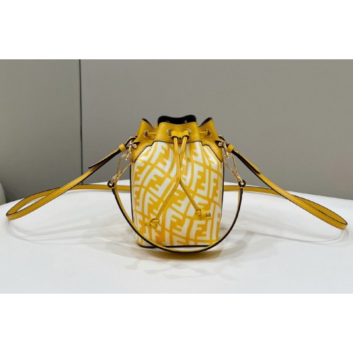 Fendi 8BS010 Small Mon Tresor bucket bag in Yellow Leather Fendi 8BS010 Small Mon Tresor bucket bag in Yellow Leather