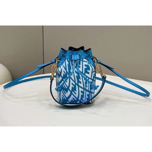 Fendi 8BS010 Small Mon Tresor bucket bag in Blue Leather