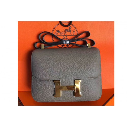 Hermes Constance 24cm Bag Original Epsom Leather Gold Gray