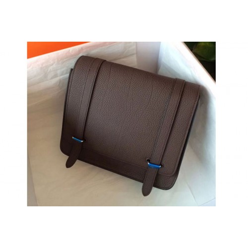 Mens Hermes Steve 28mm Messenger Bags Original Togo Leather Dark Coffee Mens Hermes Steve 28mm Messenger Bags Original Togo Leather Dark Coffee