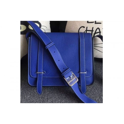 Mens Hermes Steve 28mm Messenger Bags Original Togo Leather Blue Mens Hermes Steve 28mm Messenger Bags Original Togo Leather Blue