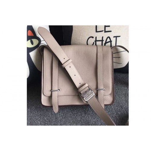 Mens Hermes Steve 28mm Messenger Bags Original Togo Leather Light Gray Mens Hermes Steve 28mm Messenger Bags Original Togo Leather Light Gray