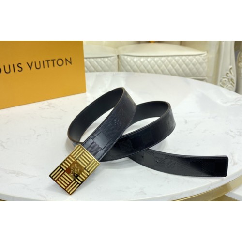 Louis Vuitton M0023U Damier Plate 35mm reversible belt in Damier Infini With Gold Buckle Louis Vuitton M0023U Damier Plate 35mm reversible belt in Damier Infini With Gold Buckle