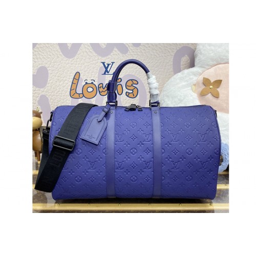 Louis Vuitton M11495 Keepall Bandouliere 50 Bag in Monogram-embossed Taurillon cowhide leather