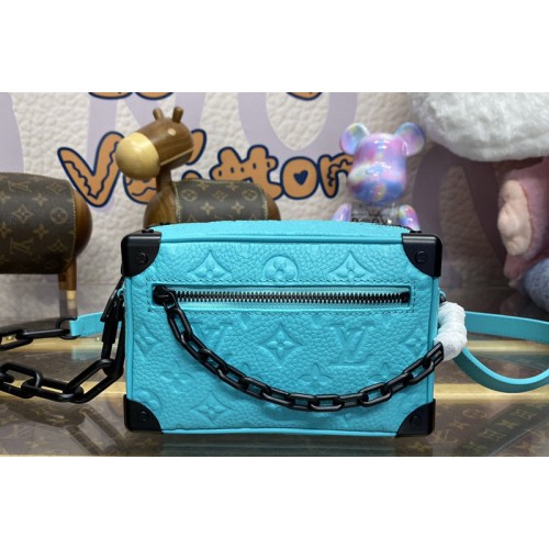 Louis Vuitton M11673 Mini Soft Trunk bag in Turquoise Taurillon Monogram embossed cowhide leather