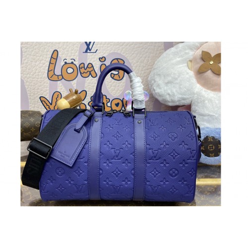 Louis Vuitton M11691 Keepall Bandouliere 35 Bag in Taurillon Monogram embossed cowhide leather