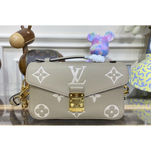 Louis Vuitton M23081 Pochette Metis East West Bag in Dove Cream Monogram Empreinte Leather Louis Vuitton M23081 Pochette Metis East West Bag in Dove Cream Monogram Empreinte Leather