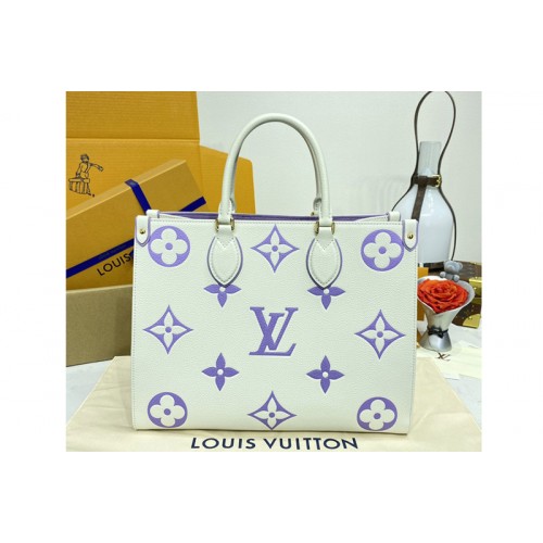 Louis Vuitton M23937 OnTheGo MM small tote Bag in Latte Bubble Tea Purple Monogram Empreinte leather Louis Vuitton M23937 OnTheGo MM small tote Bag in Latte Bubble Tea Purple Monogram Empreinte leather