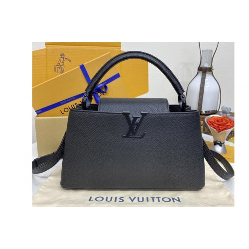 Louis Vuitton M23947 Capucines East-West MM handbag in All Black Matte Taurillon Leather Louis Vuitton M23947 Capucines East-West MM handbag in All Black Matte Taurillon Leather