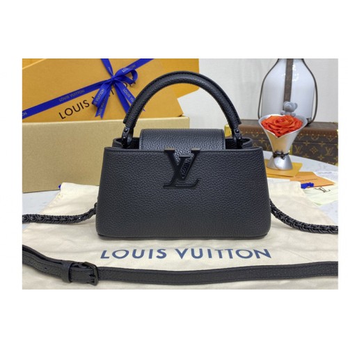 Louis Vuitton M23955 Capucines East-West Mini handbag in All Black Matte Taurillon Leather