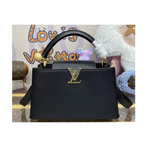Louis Vuitton M24664 Capucines East West MM handbag in Black Grained calfskin Louis Vuitton M24664 Capucines East West MM handbag in Black Grained calfskin