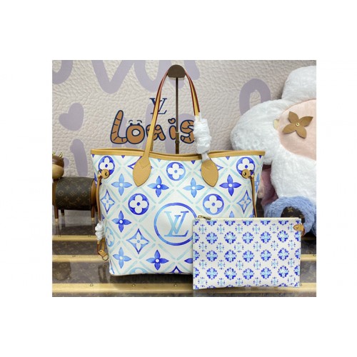 Louis Vuitton M11263 Neverfull MM tote Bag in Blue Monogram Tiles coated canvas Louis Vuitton M11263 Neverfull MM tote Bag in Blue Monogram Tiles coated canvas