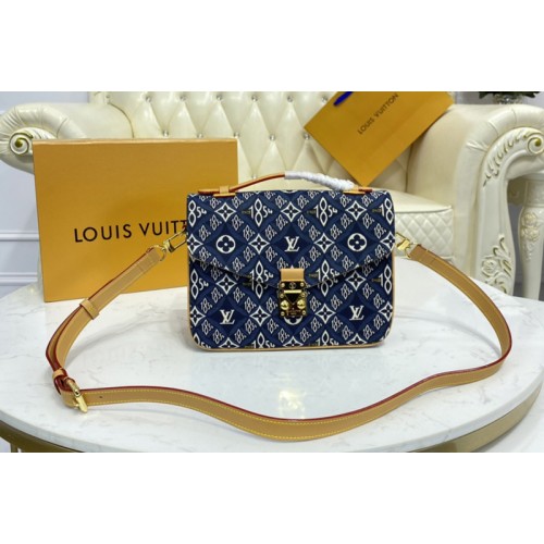 Louis Vuitton M57395 Pochette Metis handbag in Blue Jacquard Since 1854 textile