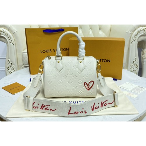 Louis Vuitton M58631 Speedy Bandoulière 22 handbag in White Embossed lambskin leather