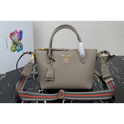 Prada 1BA111 Should Strap Bag in Grey Leather