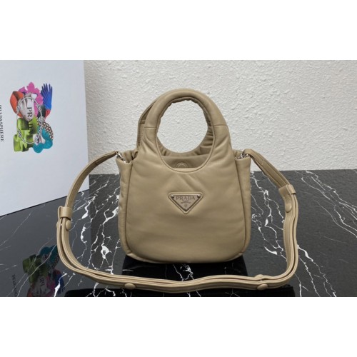 Prada 1BA359 Small padded Prada Soft nappa-leather bag in Beige Leather