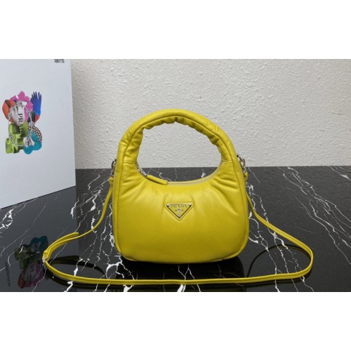 Prada 1BA384 Prada Soft padded nappa leather mini-bag in Yellow Leather