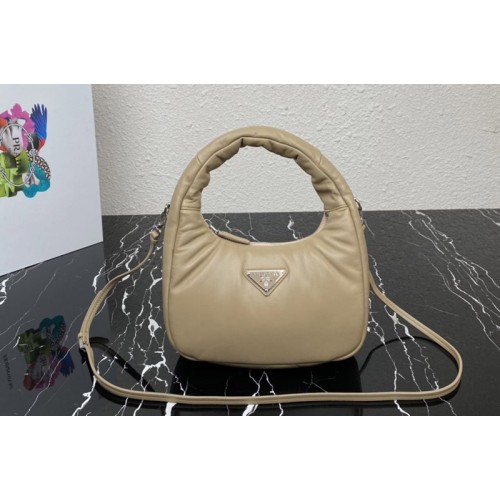 Prada 1BA384 Prada Soft padded nappa leather mini-bag in Beige Leather