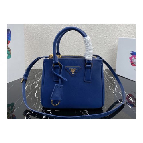 Prada 1BA906 Prada Galleria Saffiano leather mini-bag in Blue Leather