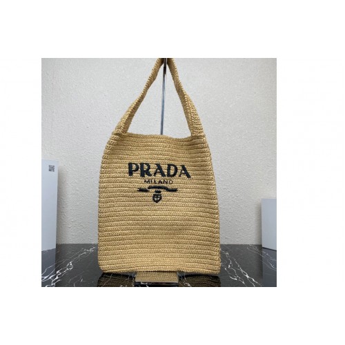 Prada 1BC182 Crochet tote bag in Natural Straw wicker