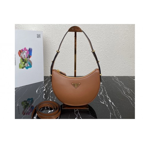 Prada 1BC194 Prada Arque leather shoulder bag in Cognac Leather