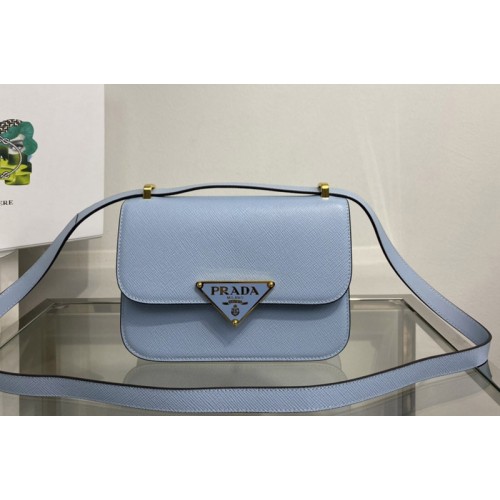 Prada 1BD320 Prada Emblème Saffiano shoulder bag in Blue Leather Prada 1BD320 Prada Emblème Saffiano shoulder bag in Blue Leather