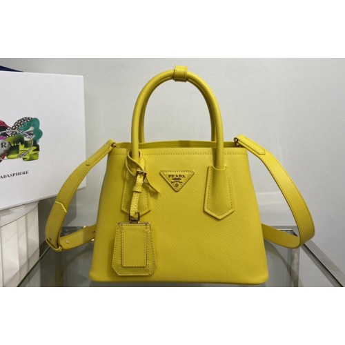 Prada 1BG443 Prada Double Saffiano leather mini bag in Yellow Leather Prada 1BG443 Prada Double Saffiano leather mini bag in Yellow Leather