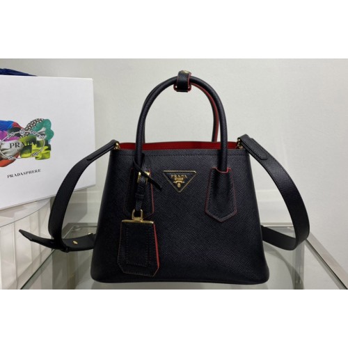 Prada 1BG443 Prada Double Saffiano leather mini bag in Black Leather Prada 1BG443 Prada Double Saffiano leather mini bag in Black Leather