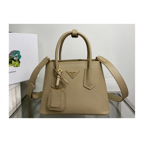 Prada 1BG443 Prada Double Saffiano leather mini bag in Beige Leather Prada 1BG443 Prada Double Saffiano leather mini bag in Beige Leather