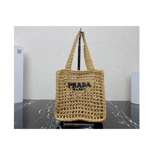 Prada 1BG444 Small crochet tote bag in Natural Straw wicker Prada 1BG444 Small crochet tote bag in Natural Straw wicker