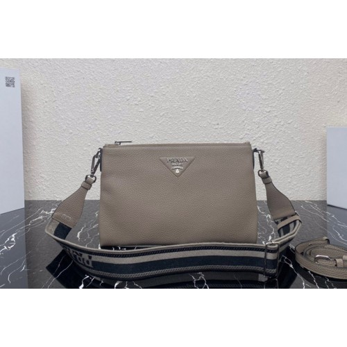 Prada 1BH050 Leather shoulder bag in Grey Leather