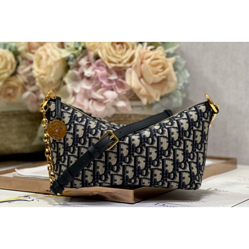 Dior S3202 Diorstar Hobo Bag with Chain in Blue Dior Oblique Jacquard Dior S3202 Diorstar Hobo Bag with Chain in Blue Dior Oblique Jacquard