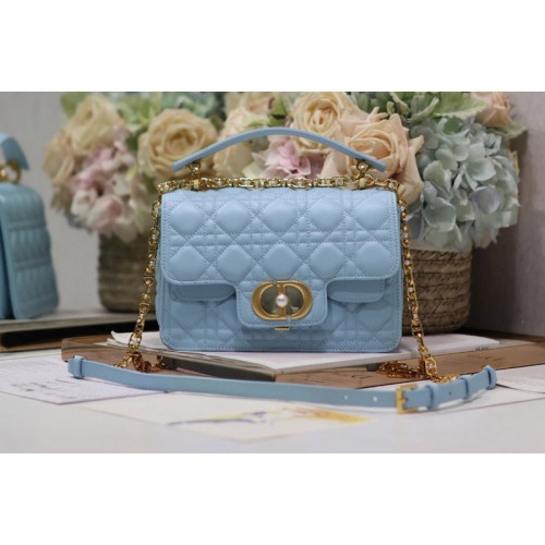 Dior M9271 Small Dior Jolie Top Handle Bag in Blue Cannage Calfskin